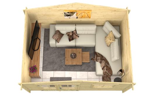 Bjælkehytte Føvling 34 mm 380 x 278 cm 10 m2 PETER-HOLMBERG 