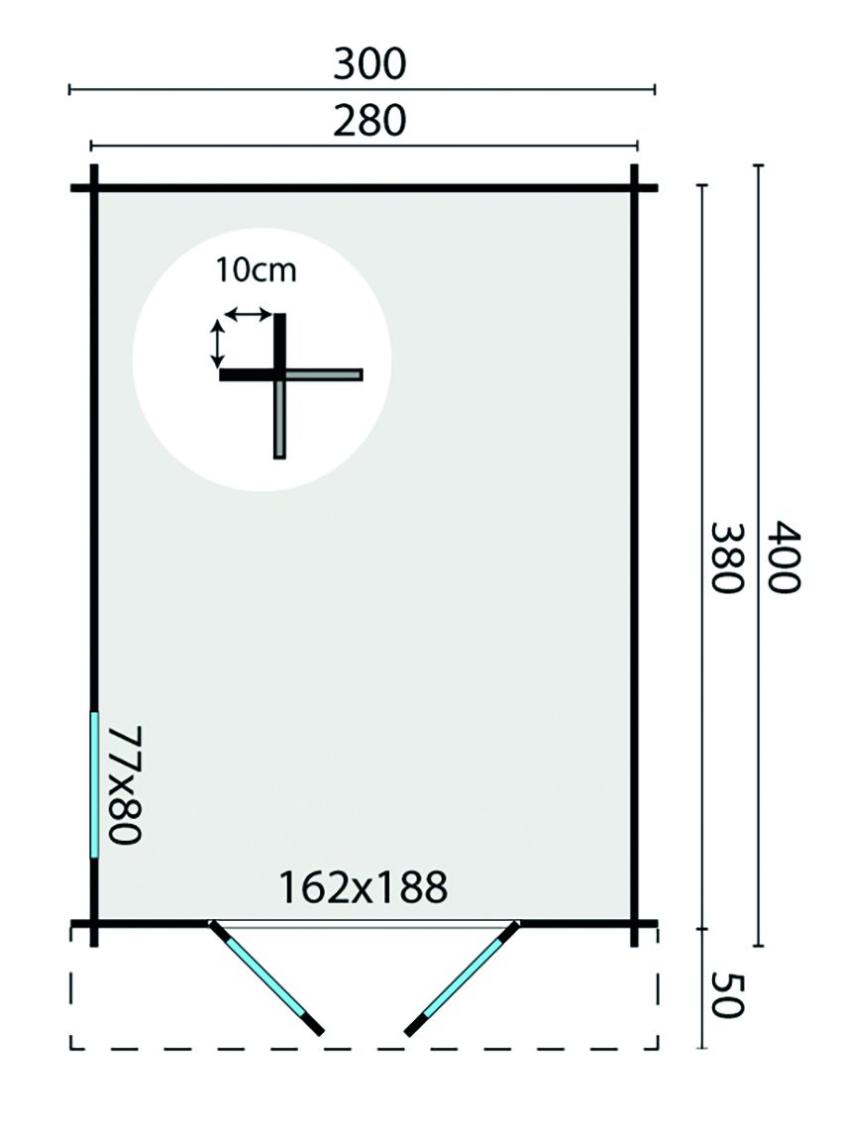 Bjælkehytte 40 mm Gran Model Peggie 280 x 380 cm PETER-HOLMBERG 