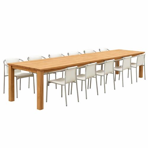 Rustikt teaktræsbord 400 x 100 cm PETER-HOLMBERG