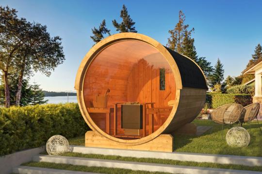 Saunatønde Ø205 × 300 cm Panoramavindue – Thermowood