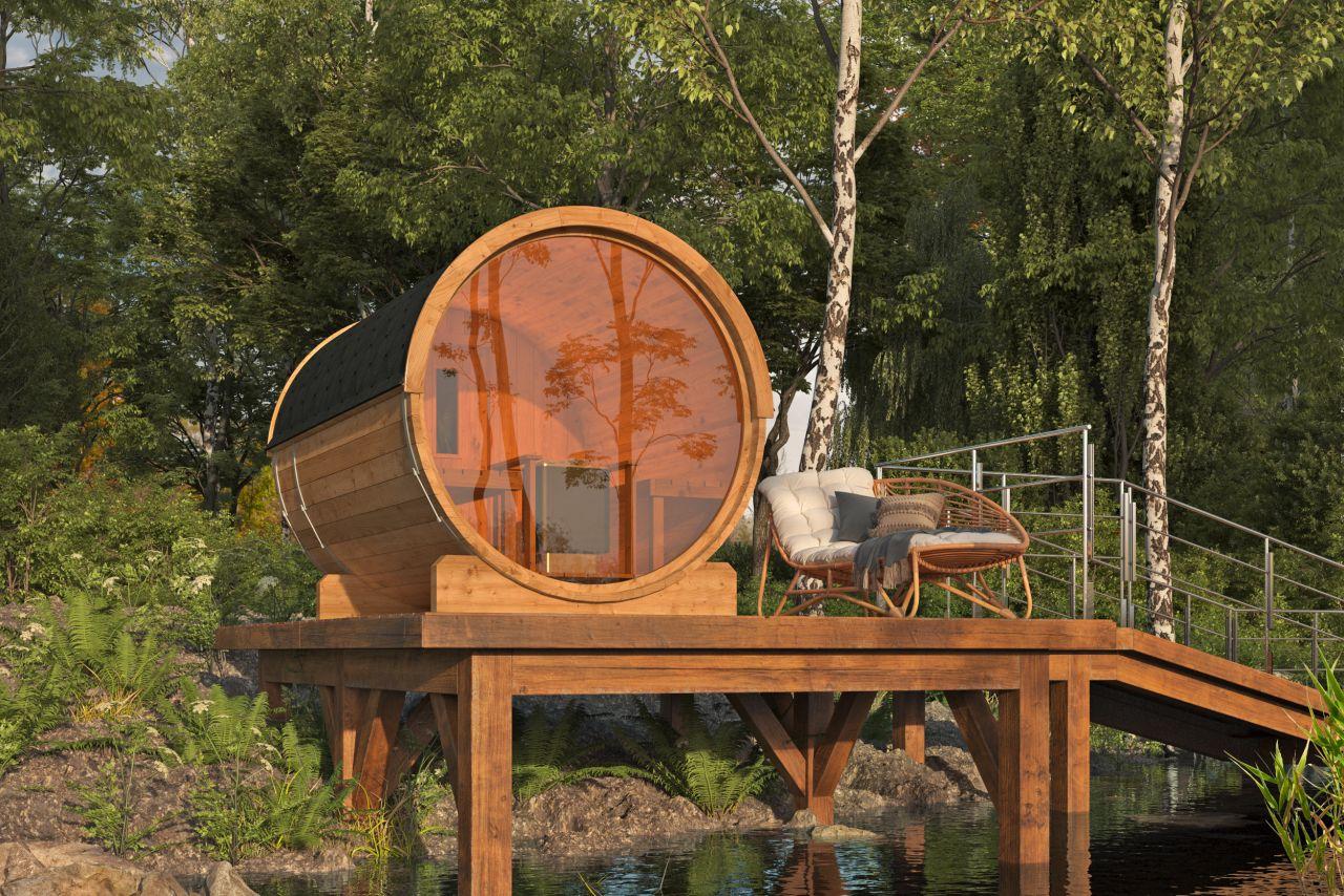 Saunatønde Panoramavindue Ø205 × 300 cm – Thermowood PETER-HOLMBERG