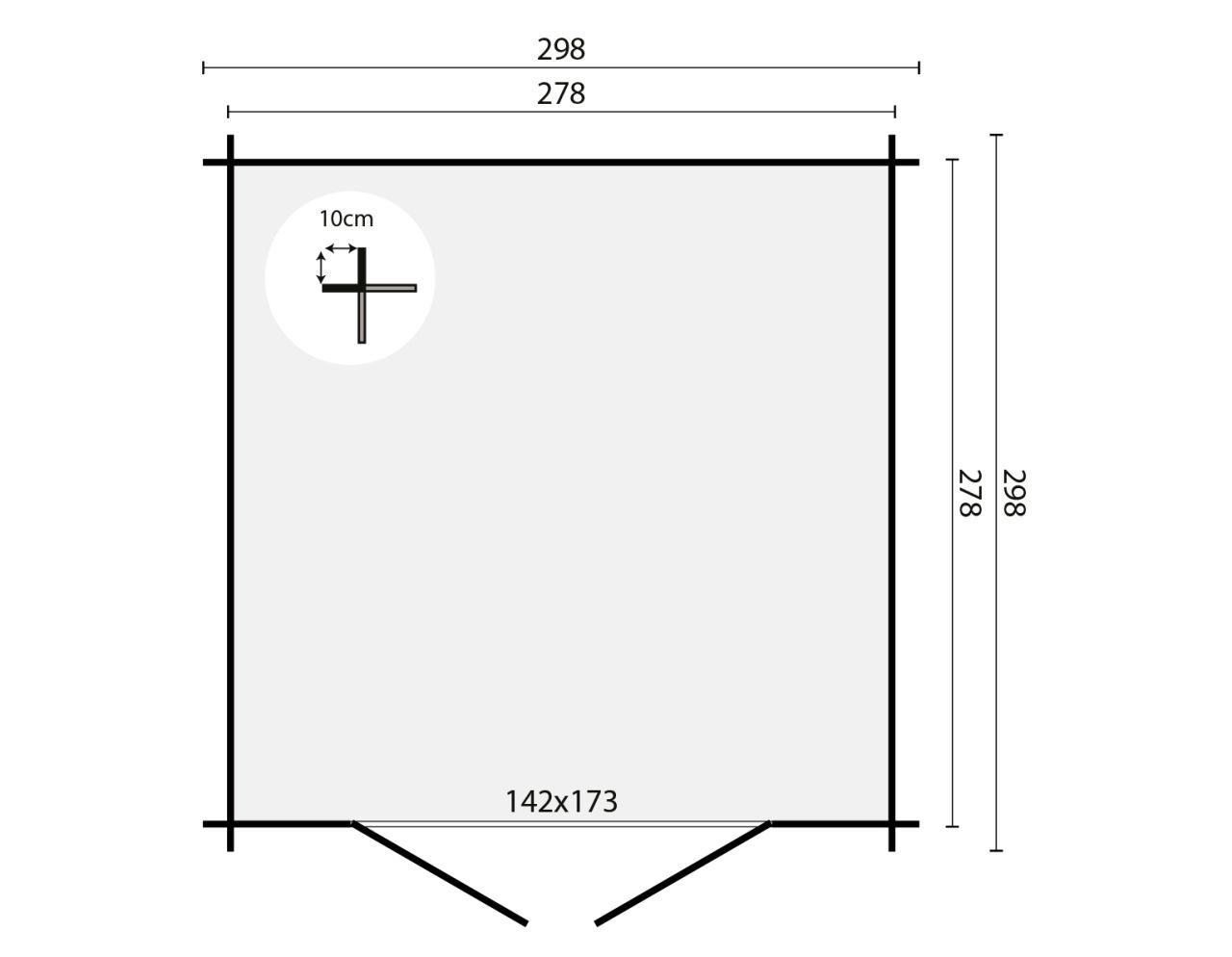Bjælkehytte 28 mm 278 x 278 cm 7,2 m2 Nibe  PETER-HOLMBERG