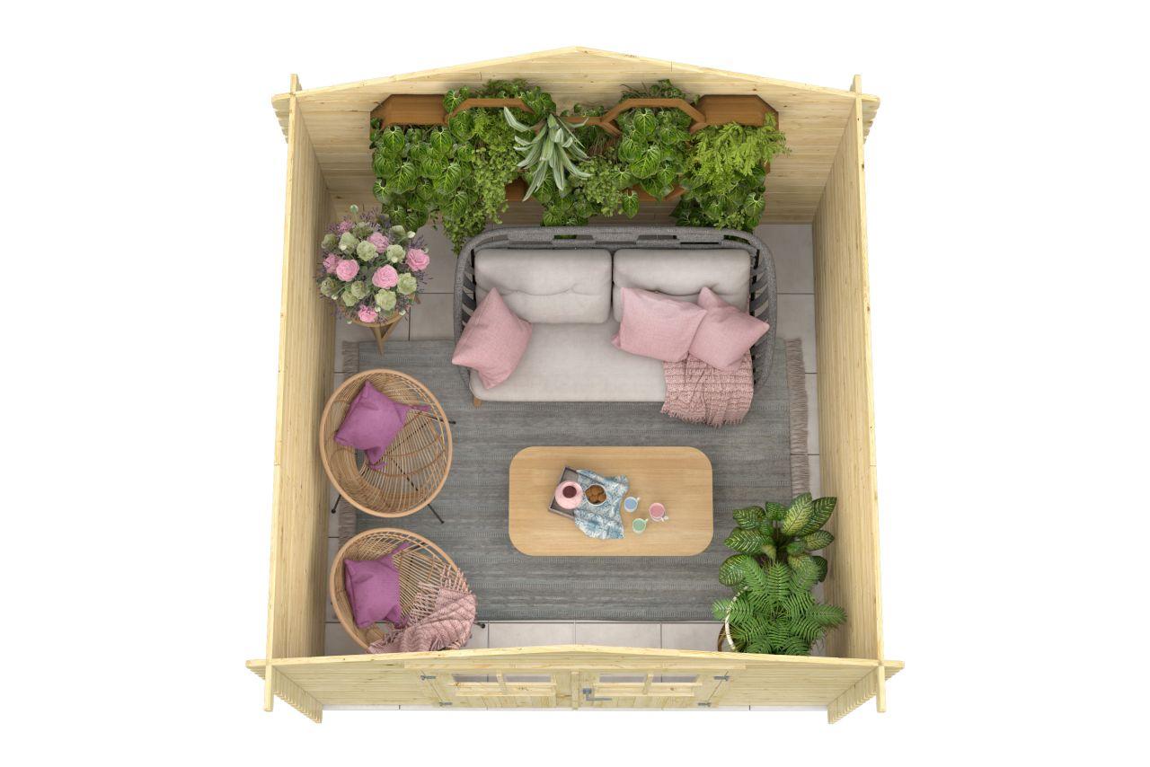 Bjælkehytte 28 mm 278 x 278 cm 7,2 m2 Nibe  PETER-HOLMBERG