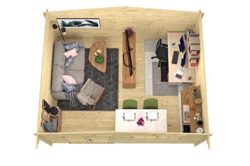 Bjælkehytte Tune 34 mm gran 482 x 382 cm 17,8 m2 PETER-HOLMBERG 