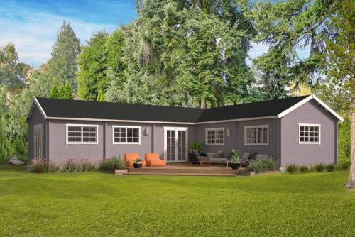 Bjælkehytte Maynooth – 70 mm – Eksklusiv L-formet bjælkehytte på 72 m² PETER-HOLMBERG 