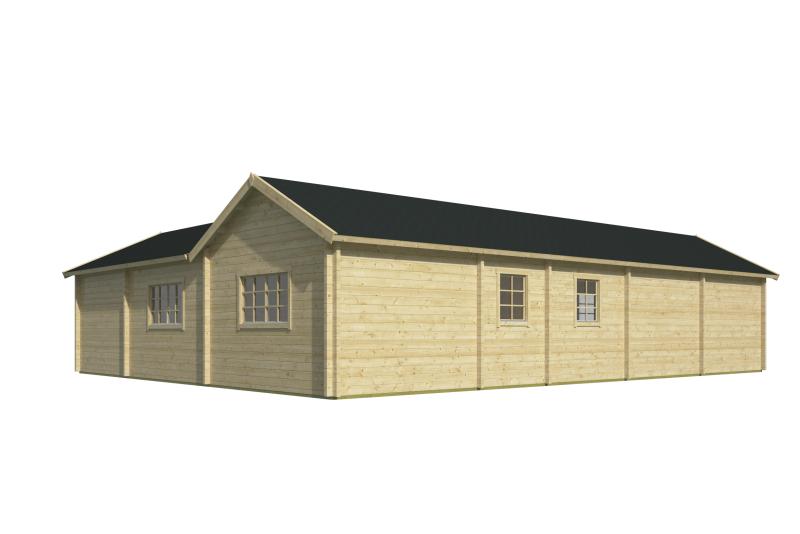 Bjælkehytte Maynooth – 70 mm – Eksklusiv L-formet bjælkehytte på 72 m² PETER-HOLMBERG 
