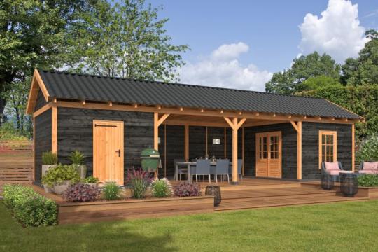 Multihus Douglas Gran 1265 x 376 cm – 47 m² Sortmalet Klinkbeklædning