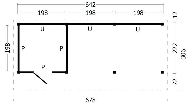 Multihus i Douglas gran 642 × 221 cm – 14 m² Sortmalet PETER-HOLMBERG 