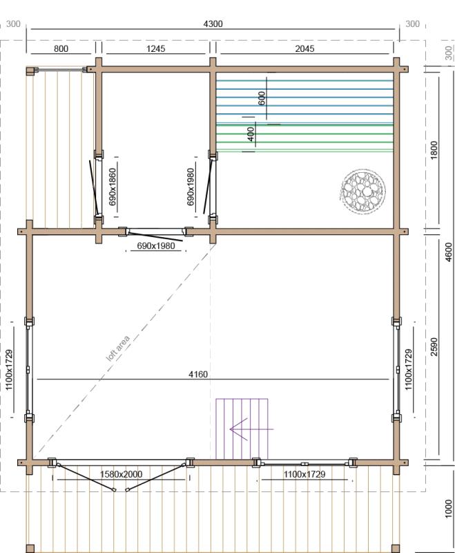 Nordlys Saunahytte 70 mm – 460 × 430 cm | Sauna PETER-HOLMBERG PETER-HOLMBERG