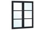 Dobbeltdør Grantræ Stållook Sort – 2050 × 2120 mm – Venstrehængslet – Hærdet Glas PETER-HOLMBERG