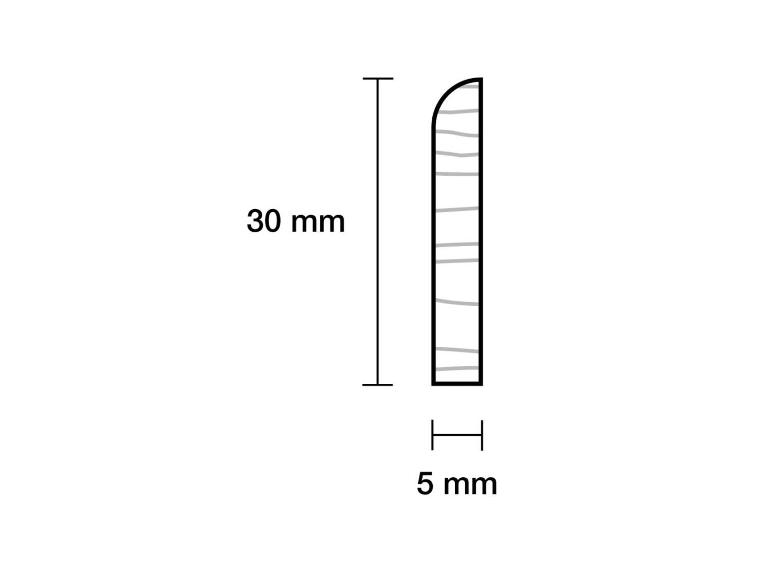 5 x 30 x 900 mm Forkantslister - 1 rund kant Hvid Fyr PETER-HOLMBERG